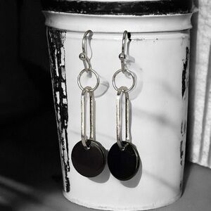 5 For $25💫Alternative Black Metal Disc Paperclip Dangles Earrings